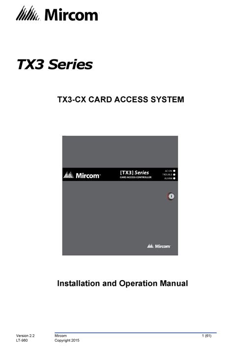 Mircom TX3 Series Installation And Operation Manual